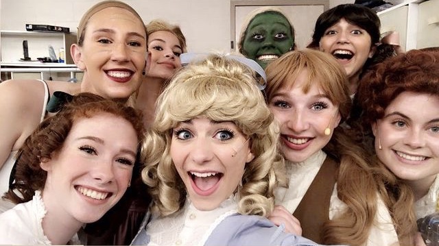 Maya and her friends in Little Women: The Broadway Musical